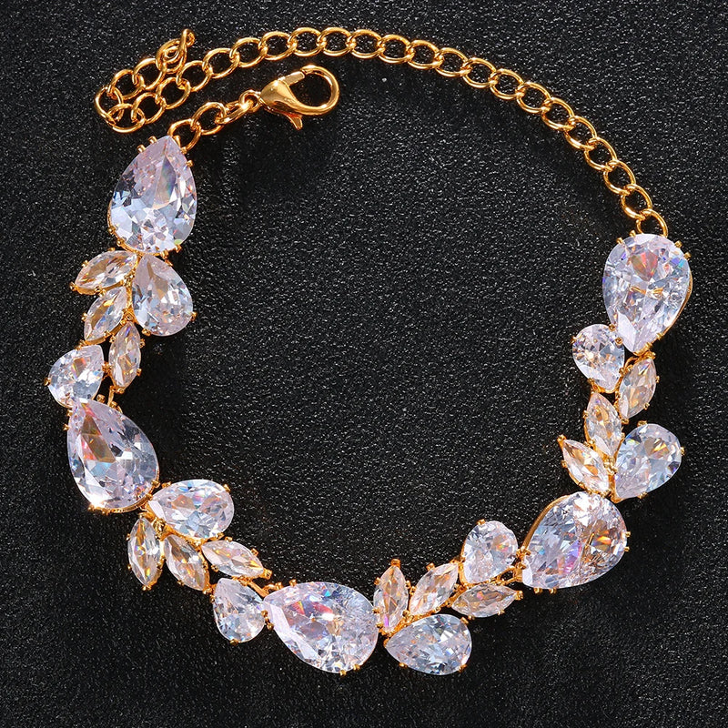 Stonefans CZ Water Drop Bangle for Bride Wedding Jewelry