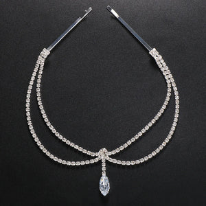Stonefans Double Layer Water Drop Pendant Head Chain Jewelry