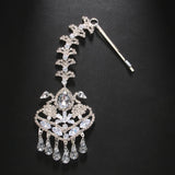 Geometric Forehead Chain Tassel Rhinestone Headpiece Hair Jewelry