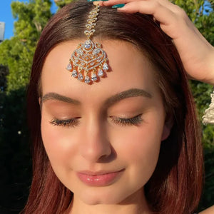 Geometric Forehead Chain Tassel Rhinestone Headpiece Hair Jewelry