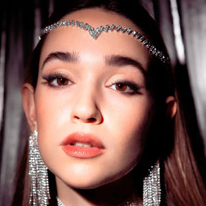 Stonefans V Shape Crystal Forehead Chain Wedding Jewelry
