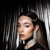 Stonefans V Shape Crystal Forehead Chain Wedding Jewelry