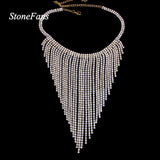 Stonefans Ethnic Tassel Choker Necklace Bohemian Crystal Statement Collar