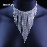 Stonefans Ethnic Tassel Choker Necklace Bohemian Crystal Statement Collar