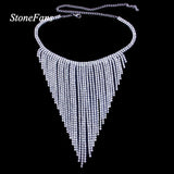 Stonefans Ethnic Tassel Choker Necklace Bohemian Crystal Statement Collar