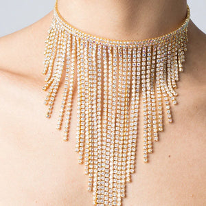 Stonefans Ethnic Tassel Choker Necklace Bohemian Crystal Statement Collar