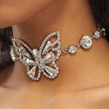 Stonefans Butterfly Crystal Choker Necklace Rhinestone Collar Jewelry