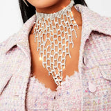 Stonefans Exaggerated Tassel Rhinestone Necklace for Women