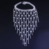 Stonefans Exaggerated Tassel Rhinestone Necklace for Women