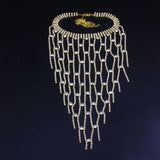 Stonefans Exaggerated Tassel Rhinestone Necklace for Women