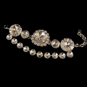 Stonefans Round Rhinestone Bracelet for Women Large Crystal Double Layer Chain