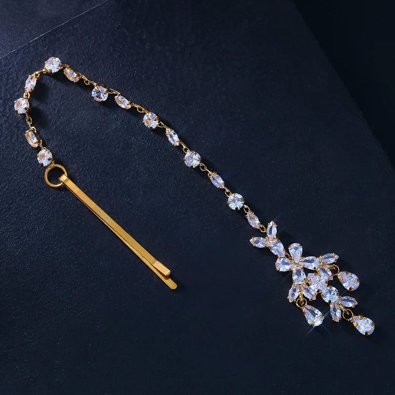 Stonefans Zircon Forehead Chain Bride Hair Pin Wedding Headpiece