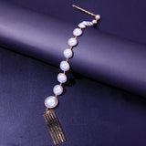Stonefans Bead Tassel Braid Hair Chain Clip Pearl Comb Jewelry