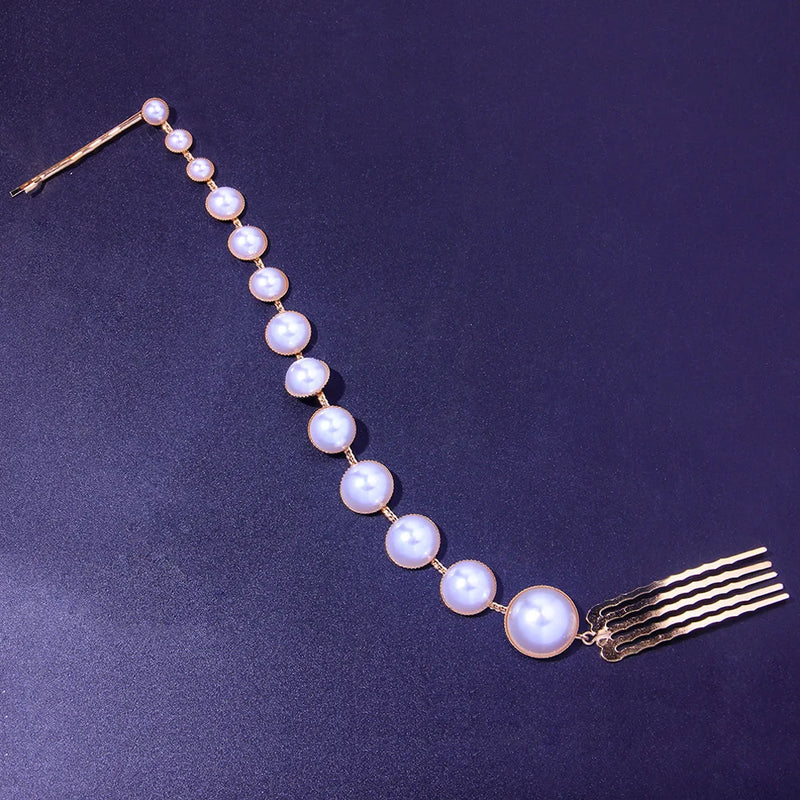 Stonefans Bead Tassel Braid Hair Chain Clip Pearl Comb Jewelry