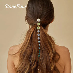 Stonefans Colored Braid Hair Comb Chain Accessory for Women