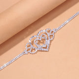 Stonefans Double Heart Anklet Rhinestone Chain Jewelry for Women