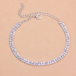 Stonefans Double Layer Anklet Rhinestone Foot Jewelry for Women