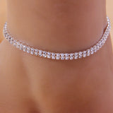 Stonefans Double Layer Anklet Rhinestone Foot Jewelry for Women
