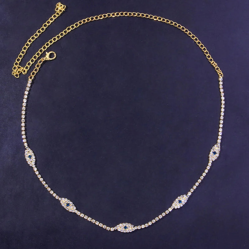 Stonefans Evil Eye Tennis Choker Rhinestone Necklace for Women
