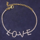 Stonefans Rhinestone Anklet Bracelet for Women Beach Barefoot Love Foot Chain