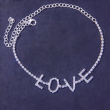 Stonefans Rhinestone Anklet Bracelet for Women Beach Barefoot Love Foot Chain