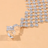 Stonefans Rhinestone Anklet Toe Ring Bracelet Women Beach Crystal Foot Jewelry