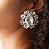 Stonefans Crystal Ear Clips Bling Square Rhinestone Clip Earrings