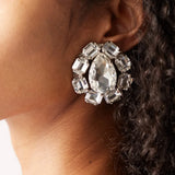 Stonefans Crystal Ear Clips Bling Square Rhinestone Clip Earrings