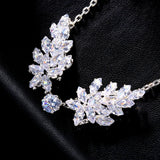 Stonefans Leaf Zircon Forehead Chain Headpiece Wedding Accessories