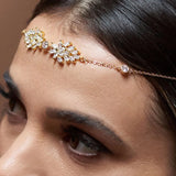 Stonefans Leaf Zircon Forehead Chain Headpiece Wedding Accessories