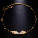 Stonefans Leaf Zircon Forehead Chain Headpiece Wedding Accessories