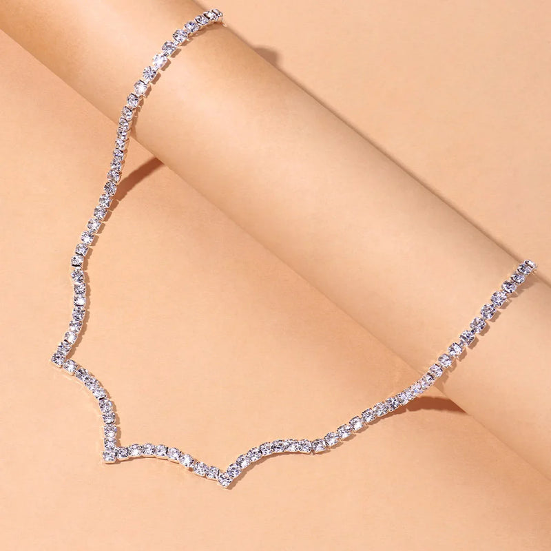 Stonefans Lrregular Waves Necklace Halloween Crystal Statement Necklaces
