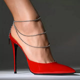 Stonefans Multilayer Crystal Chain Anklet Women High Heel Foot Jewelry