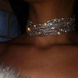 Stonefans Rhinestone Choker Necklace Multilayer Bling Collar Chain