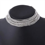 Stonefans Rhinestone Choker Necklace Multilayer Bling Collar Chain