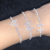 Stonefans Rhinestone 26 Alphabet Letter Charm Bracelet Name Bangle