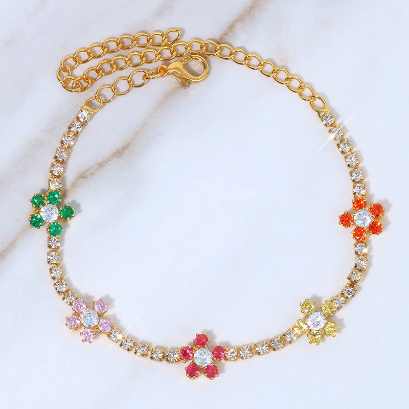 Colorful Flowers Anklets Bracelet for Women