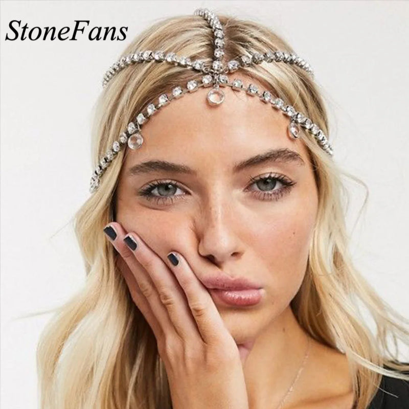 Stonefans Rhinestone Head Chain Bohemia Forehead Chain Crystal Headband