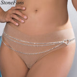 Rhinestone Heart Waist Chain Belt Women Body Chain