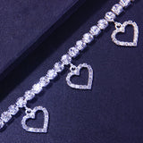 Stonefans Rhinestone Heart Ankle Bracelet Love Pendant Leg Chain