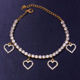 Stonefans Rhinestone Heart Ankle Bracelet Love Pendant Leg Chain