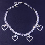 Stonefans Rhinestone Heart Ankle Bracelet Love Pendant Leg Chain