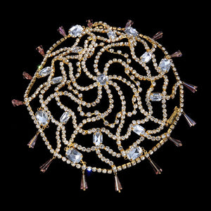 Stonefans Rhinestone Mesh Head Chain Hat for Women Bridal Cap