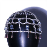 Stonefans Rhinestone Mesh Head Chain Hat for Women Bridal Cap