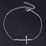 Stonefans Rhinestone Cross Anklet Bracelet