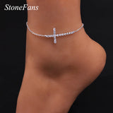 Stonefans Rhinestone Cross Anklet Bracelet