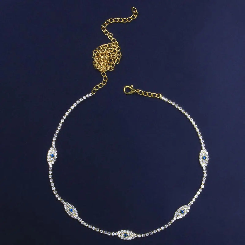Stonefans Rhinestone Tennis Necklace Evil Eye Silver Choker Chain Jewelry