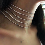 Stonefans Rhinestone Tennis Necklace Evil Eye Silver Choker Chain Jewelry