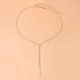 Stonefans Y Shape Long Necklace Tassel Choker Collar Gift