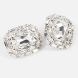 Stonefans Square Crystal Clip Earrings Wedding Bling Rhinestone No Piercing